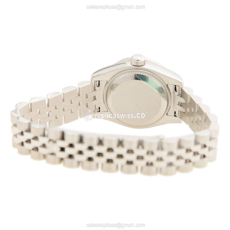 Rolex Lady Datejust Replica - Automatic - White Gold & Diamond - Silver Dial, Steel Strap - View 4