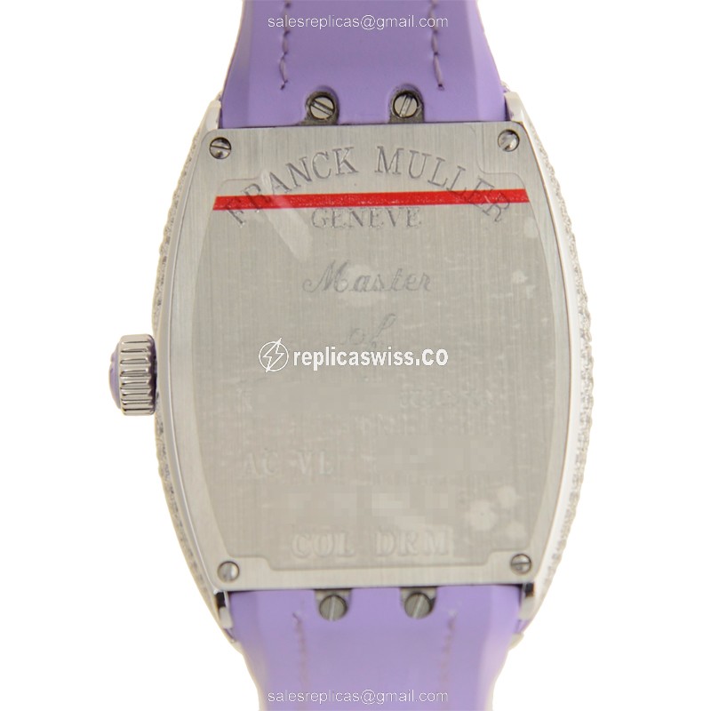 Franck Muller V 32 QZ D COL DRM AC.VL Replica - Quartz - Diamonds - Silver Dial, Buckle Clasp - View 3