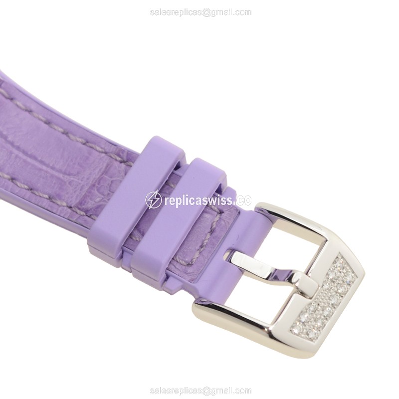 Franck Muller V 32 QZ D COL DRM AC.VL Replica - Quartz - Diamonds - Silver Dial, Buckle Clasp - View 4