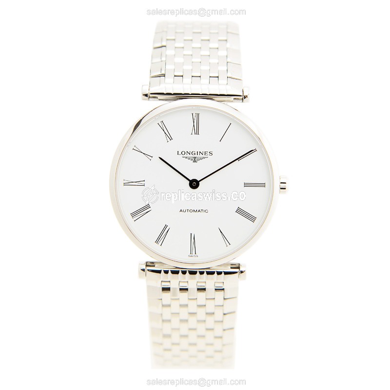 Longines LA GRANDE Replica - Automatic - Steel Case - White Dial, Silver Clasp - View 2