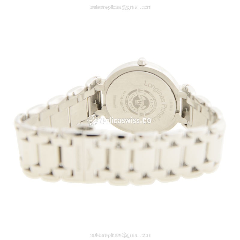 Longines PRIMA LUNA Replica - Quartz - Steel Case, White Dial - Silver Steel Strap - View 4