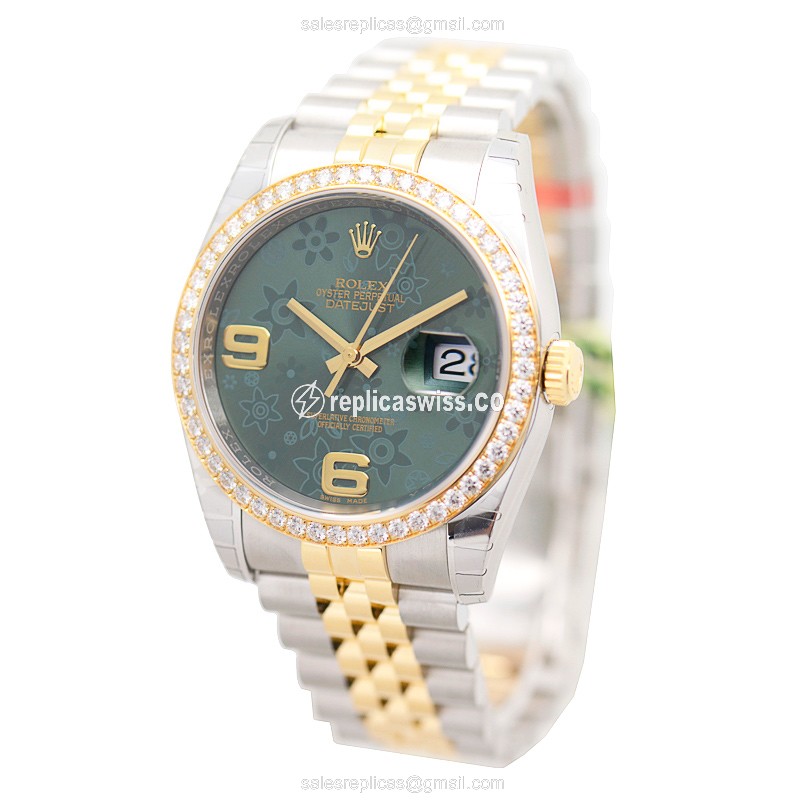 Rolex Datejust Replica - Automatic - Green Dial - 18kt/Steel - View 3