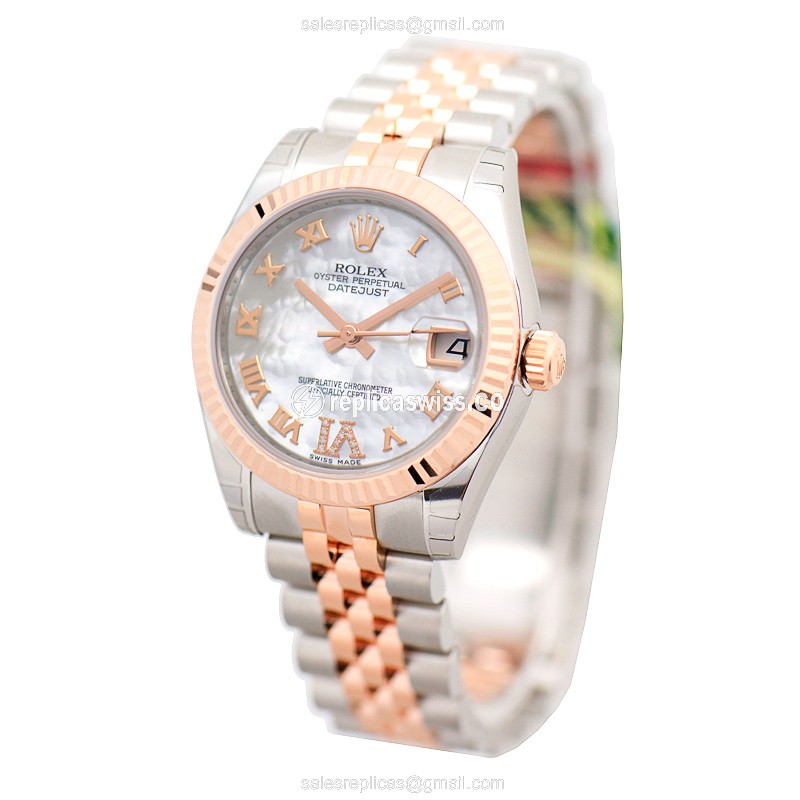 Rolex Lady Datejust 178271NRWTVIDIA - Automatic - 18kt Rose & Steel - Silver Dial - Steel Strap - View 3