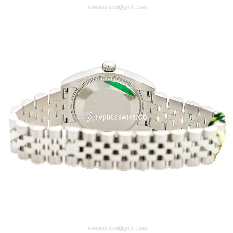 Rolex Datejust Replica - Automatic - White Gold Case, Black Dial, Steel & Silver Strap - View 4