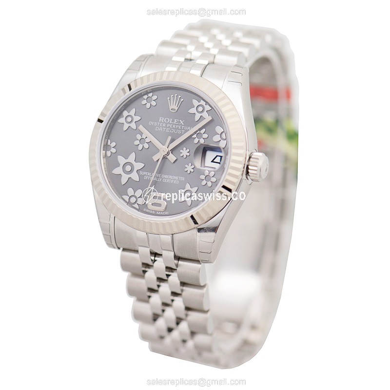 Rolex Datejust Lady Replica - Automatic - Steel Case, Gray Dial, Silver Clasp & Strap - View 3