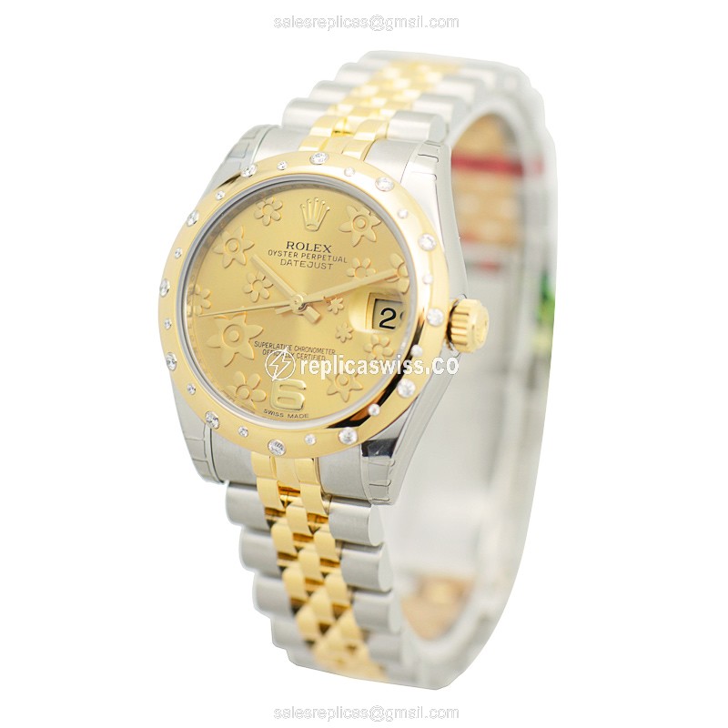 Rolex Datejust Replica - Automatic - 18kt Gold Case, Silver Dial - Steel Strap - View 3