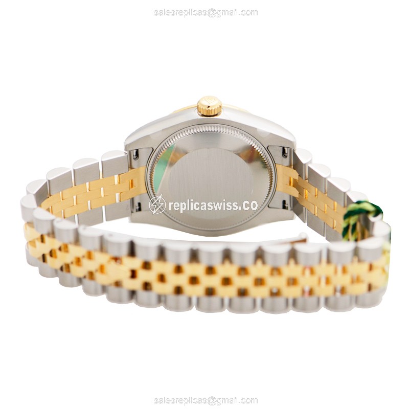 Rolex Datejust Lady Replica - Automatic - 18kt Gold & Steel Case - Silver Dial - View 4