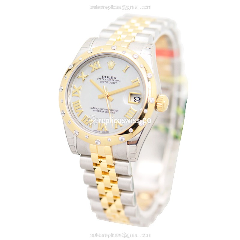 Rolex Datejust Replica - Automatic - 18kt Gold & Steel - Silver Dial - View 3
