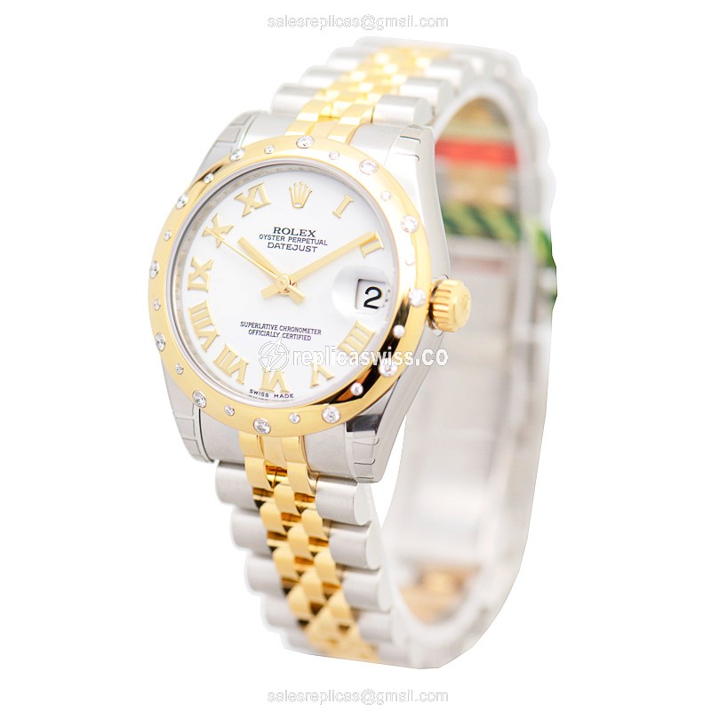 Rolex Datejust Lady Replica - Automatic - White Dial, Steel Case & Strap - View 3