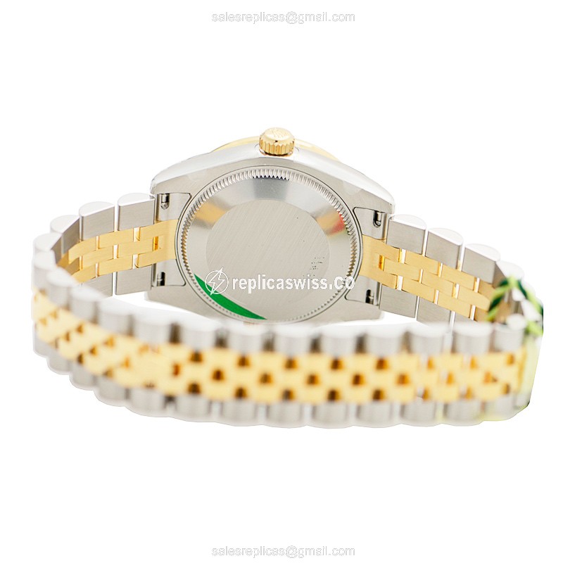 Rolex Datejust Replica - Automatic - 18kt Gold - Pink Dial on Steel Strap - View 4