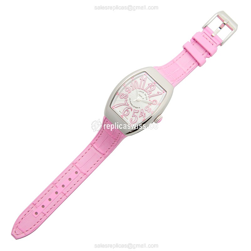 Franck Muller V 32 SC AT FO Vanguard - Automatic | Steel Case | Silver Dial | Pink Alligator Buckle - View 2