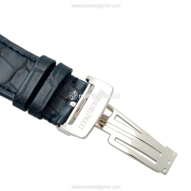 Audemars Piguet Royal Oak 26325PL.OO.D310CR.01 - Automatic - 950 Platinum - Blue Dial - Alligator Blue Strap - View 4