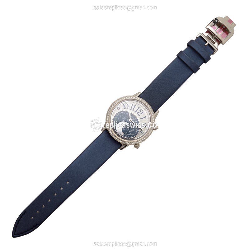 Jaeger-Lecoultre Q3523490 Rendez-Vous Replica - Automatic - 18kt White Gold - Diamond - Blue Dial - Silk Strap - View 2