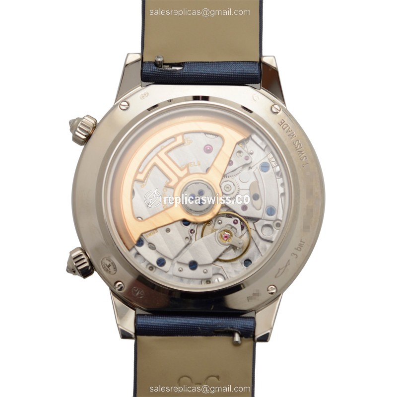Jaeger-Lecoultre Q3523490 Rendez-Vous Replica - Automatic - 18kt White Gold - Diamond - Blue Dial - Silk Strap - View 3