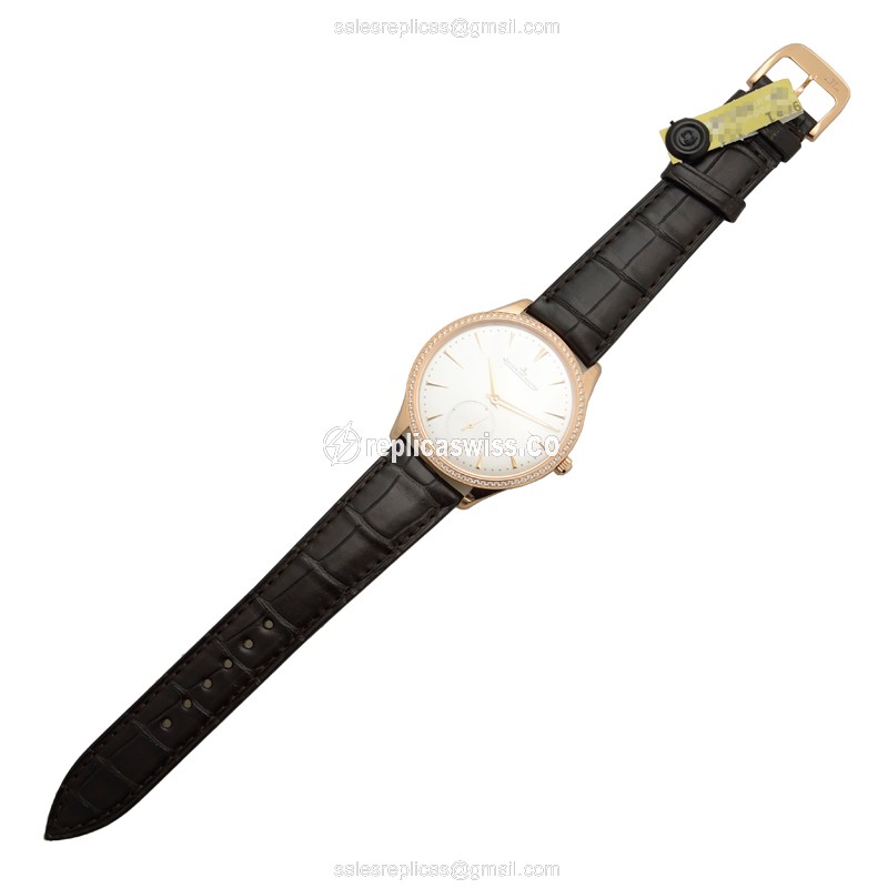 Jaeger-Lecoultre Q1272501 Replica - Ultra Thin - Automatic - 18kt Rose Gold - Diamond Dial - Brown Alligator Strap - View 2