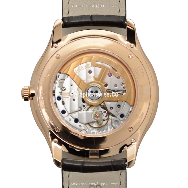 Jaeger-Lecoultre Q1272501 Replica - Ultra Thin - Automatic - 18kt Rose Gold - Diamond Dial - Brown Alligator Strap - View 3