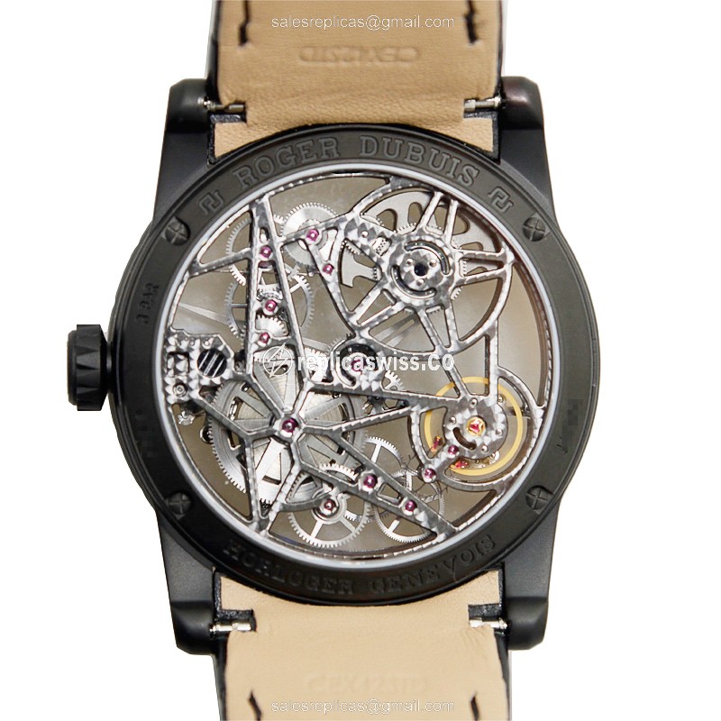 Roger Dubuis RDDBEX0473 EXCALIBUR - Automatic Titanium - Skull Dial - Black Alligator Strap - View 3