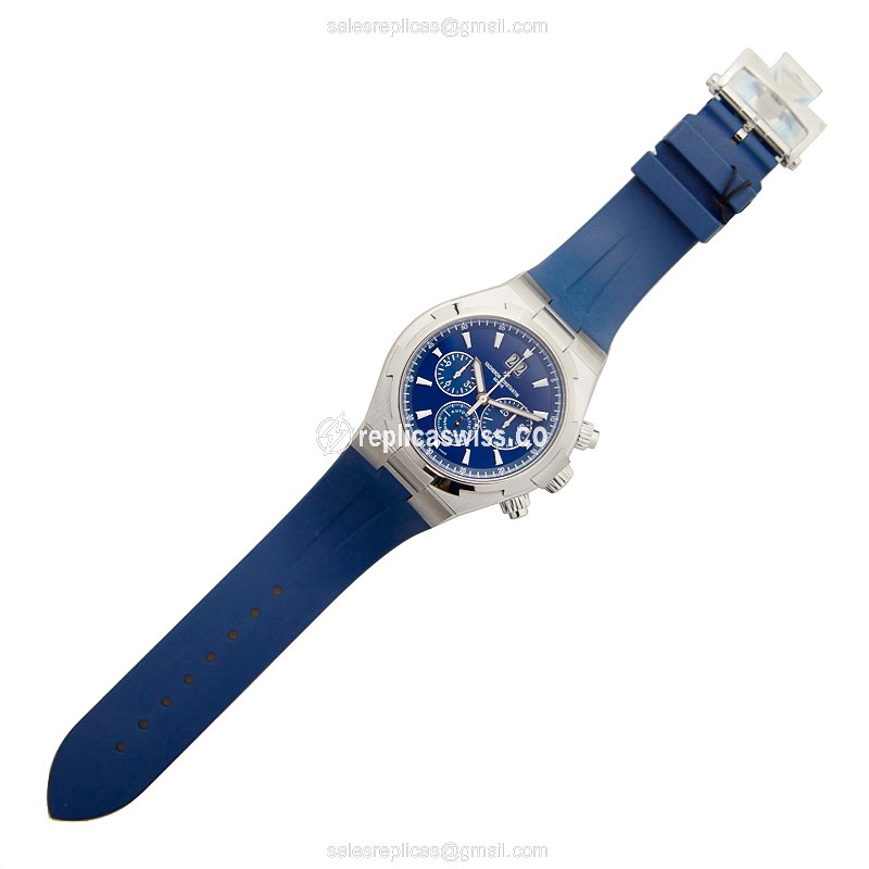 Vacheron Constantin Overseas Replica - Automatic - Stainless Steel - Blue Dial - Blue Rubber Strap - View 2