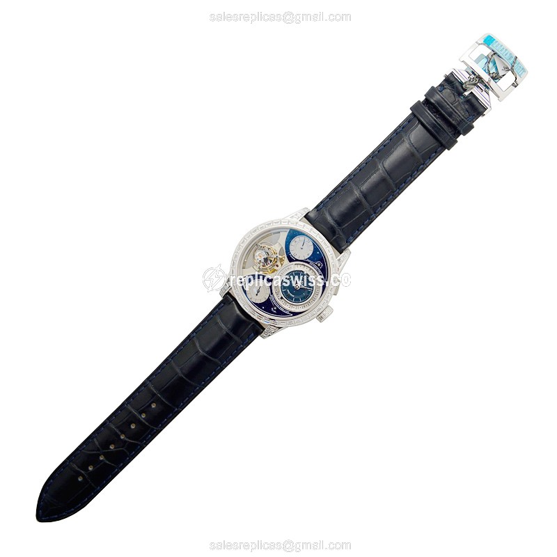 Jaeger-Lecoultre Q6053406 DUO Manual 18kt Gold Blue Dial Blue Alligator Clasp - View 2