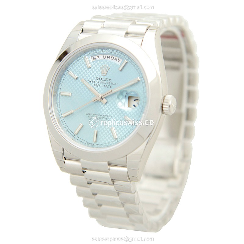 Rolex DAY-DATE Replica - Automatic - Blue Dial on Gold Strap - View 3
