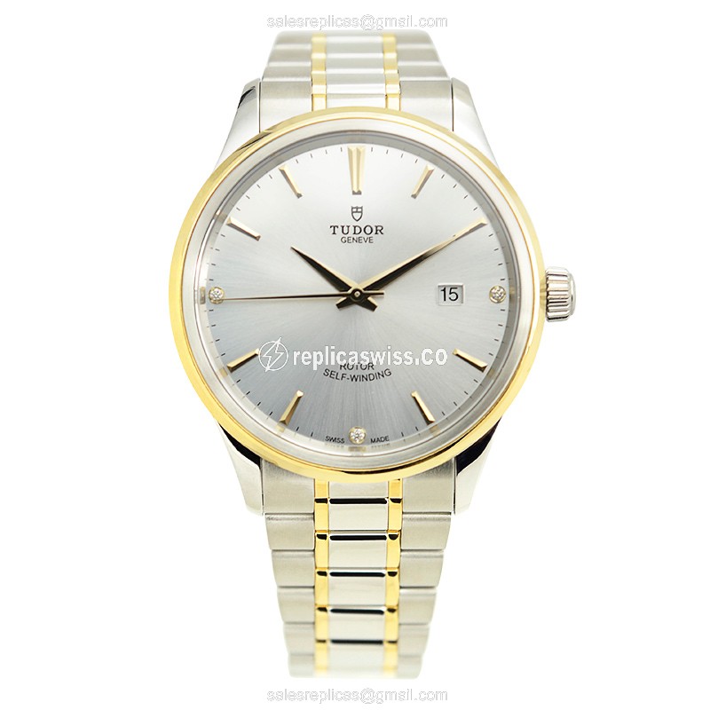 Gold Tudor 12703-65073-3DI-SV - Automatic - Steel Case - Silver Dial - Gold/Steel Strap - View 2