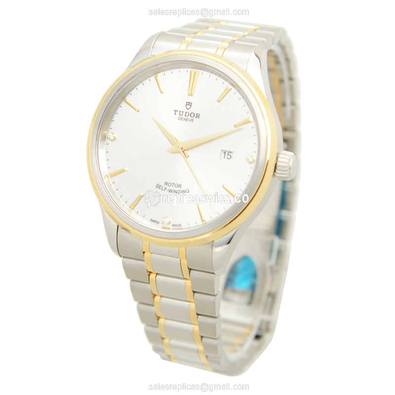 Gold Tudor 12703-65073-3DI-SV - Automatic - Steel Case - Silver Dial - Gold/Steel Strap - View 3