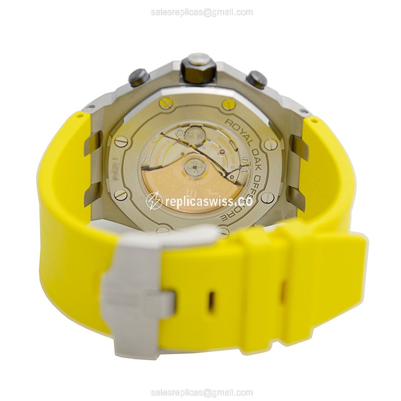 Audemars Piguet Royal Oak Offshore Replica - Automatic - Yellow Dial - Rubber Strap - Buckle Clasp - View 4