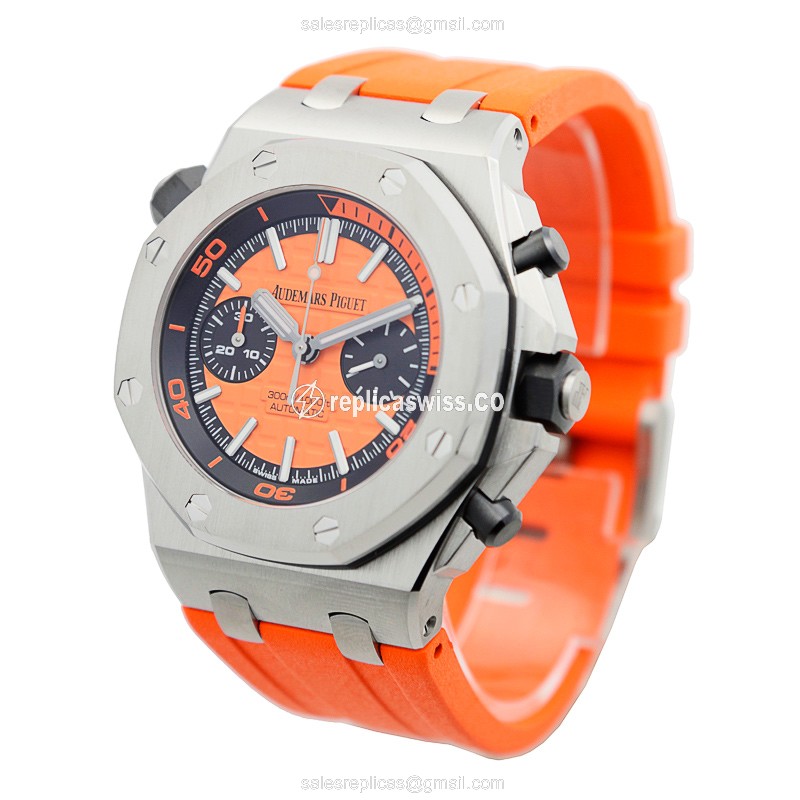 AP Royal Oak Offshore Replica - Automatic - Steel Case - Orange Dial - Rubber Orange Strap - View 3