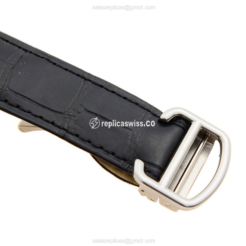 Cartier Rotonde Replica - Automatic - White Dial - Steel - Black Alligator - View 4