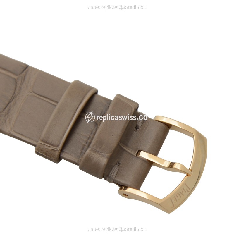 Piaget LIMELIGHT Replica - Automatic - 18kt Rose Gold Case - White Dial - Brown Alligator Strap - View 4