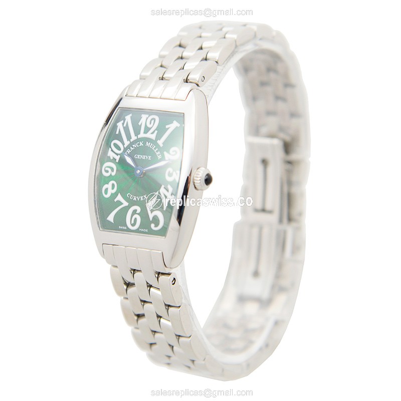 Franck Muller 1752 QZ Replica - Quartz - Steel Case - Green Dial - Silver Clasp - View 3