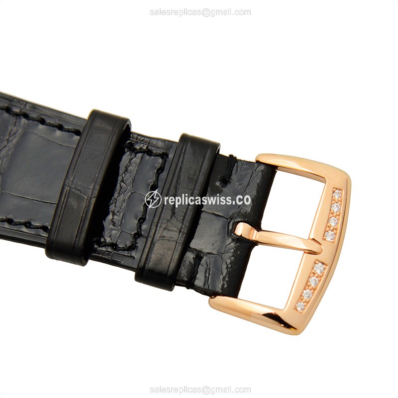 Franck Muller Master Square Quartz 18kt Rose Gold & Diamond - White Dial - Alligator Black Buckle - View 4
