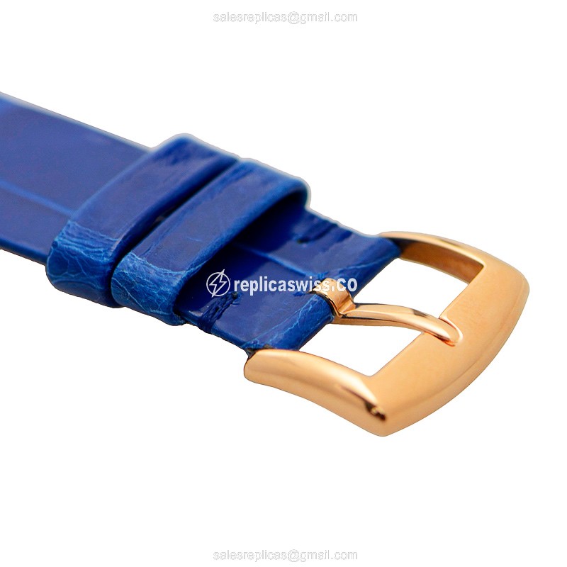 Franck Muller 8035 QZ COL DRM R 5N - Quartz - 18kt Rose Gold Case - White Dial - Blue Alligator Strap - Buckle Clasp - View 4