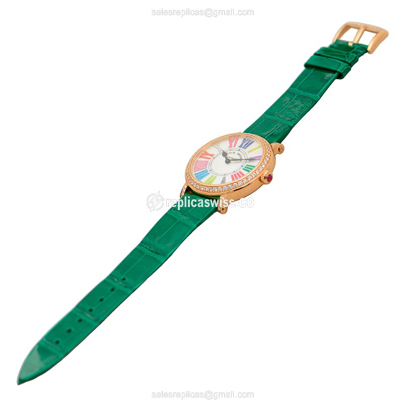Franck Muller Replica COLOR DREAMS - Quartz - White Dial - 18kt Rose Gold - Diamonds - View 2