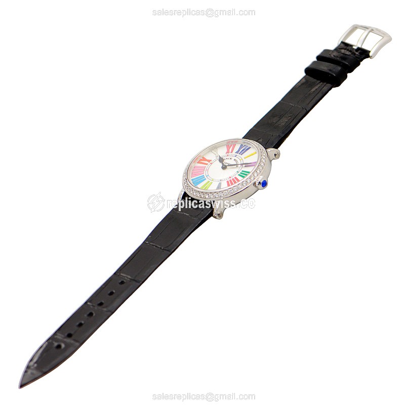 Franck Muller 8035 QZ COL DRM R D 1R AC Quartz - White Dial - Diamond Case - Black Alligator Buckle - View 2