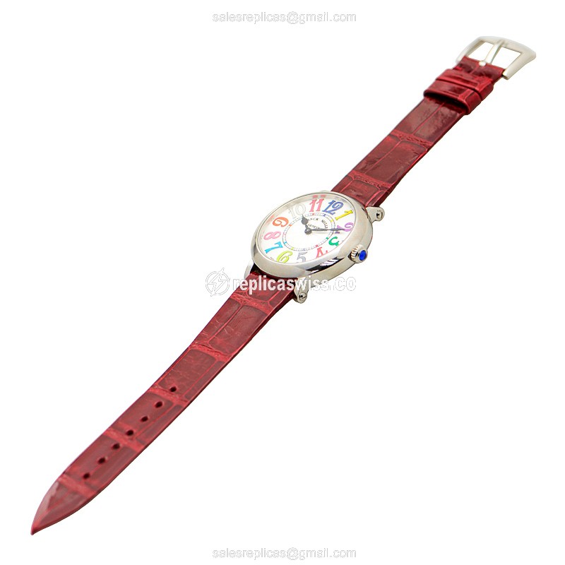 Franck Muller 8035 QZ COL DRM V - Quartz - Steel Case - White Dial - Red Alligator Strap - View 2