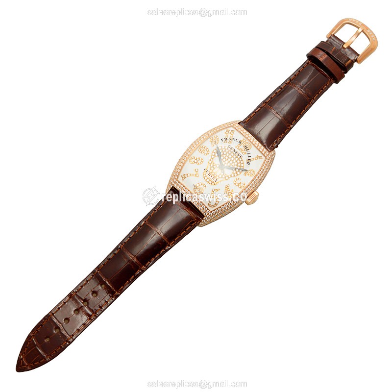 Franck Muller 8880 SC DT GOTH NBR D CD 5N Replica - Automatic - 18kt Rose Gold - Diamonds - White Dial - View 2