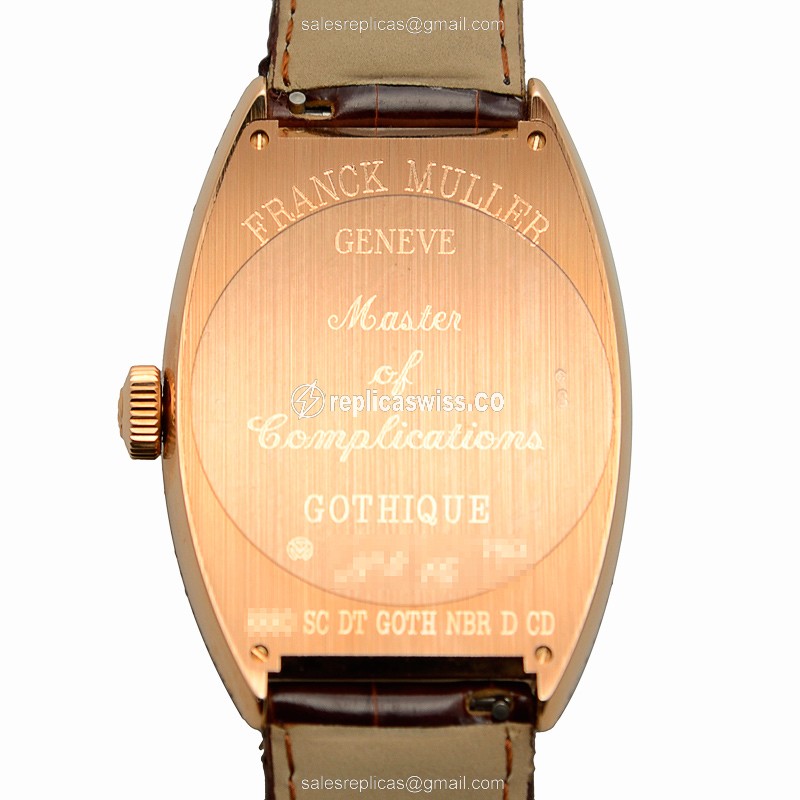 Franck Muller 8880 SC DT GOTH NBR D CD 5N Replica - Automatic - 18kt Rose Gold - Diamonds - White Dial - View 3
