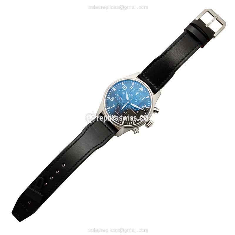 IWC PILOTS Replica - Automatic - Stainless Steel - Black Dial - Black Cowhide - Buckle Clasp - View 2