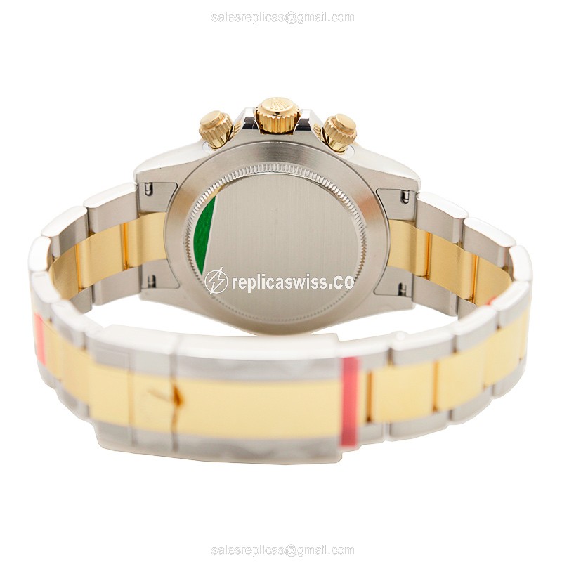 Rolex Daytona Replica - Automatic - 18kt Gold & Steel - Blue Dial, Clasp & Gold Strap - View 4