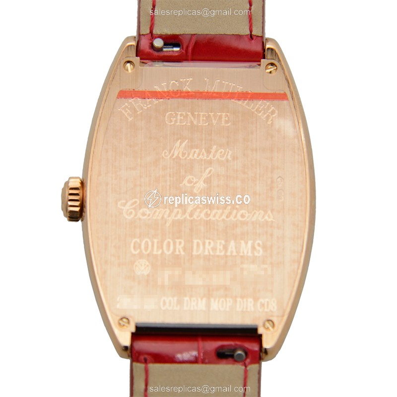 Franck Muller 2852 QZ COL DRM MOP D1R CD8 Quartz - 18kt Rose Gold - Diamond Dial - White - Red Alligator Buckle - View 3