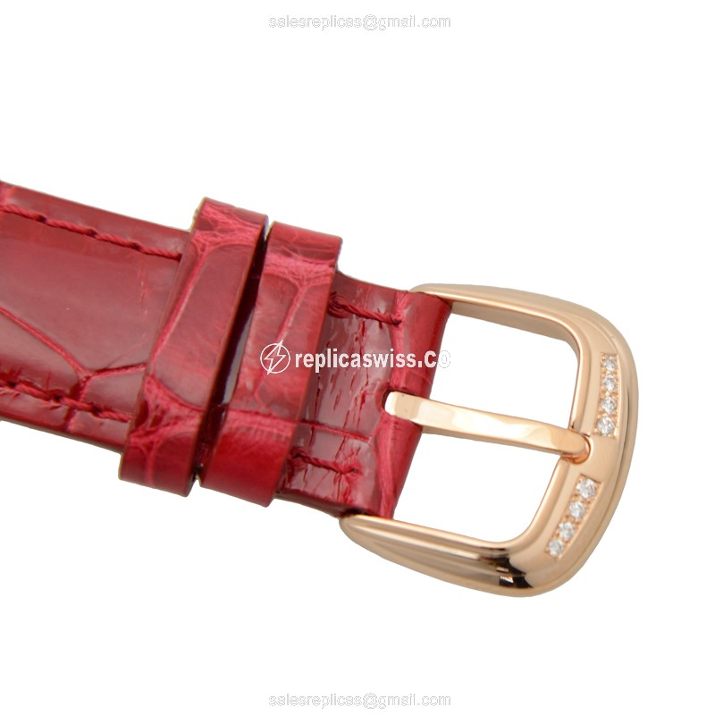 Franck Muller 2852 QZ COL DRM MOP D1R CD8 Quartz - 18kt Rose Gold - Diamond Dial - White - Red Alligator Buckle - View 4