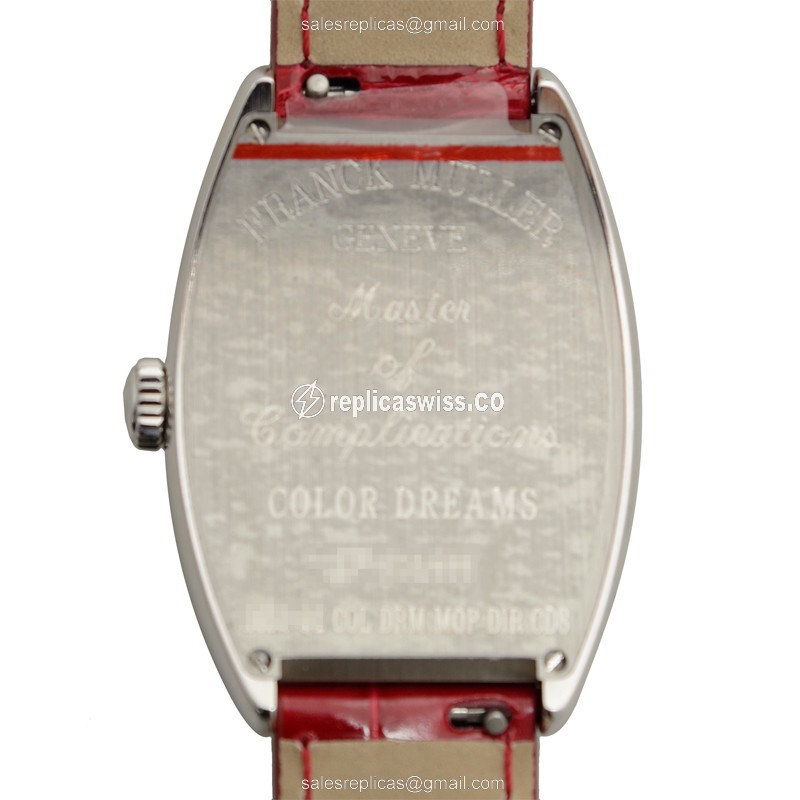 Franck Muller 2852 QZ COL DRM MOP D1R CD8 Curvex - Quartz - White Dial - Buckle Clasp - Red Alligator Strap - View 3