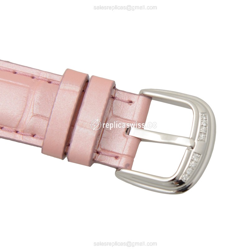 Franck Muller 2852 QZ MOP D 1R CD8 Curvex - Quartz - White Dial - Diamond Case - Pink Alligator Strap - View 4