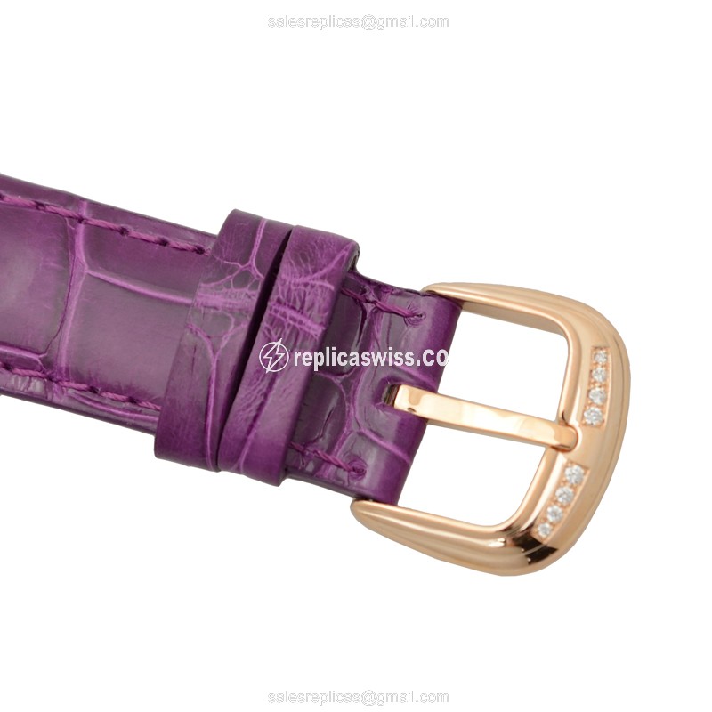 Franck Muller 2852 QZ REL MOP D 1R CD8 Replica - Quartz - Rose Gold Case - Diamonds - White Dial, Alligator Strap - View 4