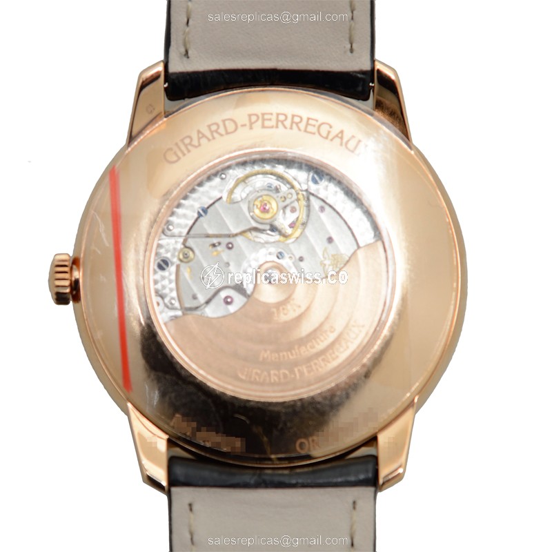 Girard-Perregaux 1966 Replica - Auto - 18kt Rose Gold - White Dial - Alligator Black - View 3