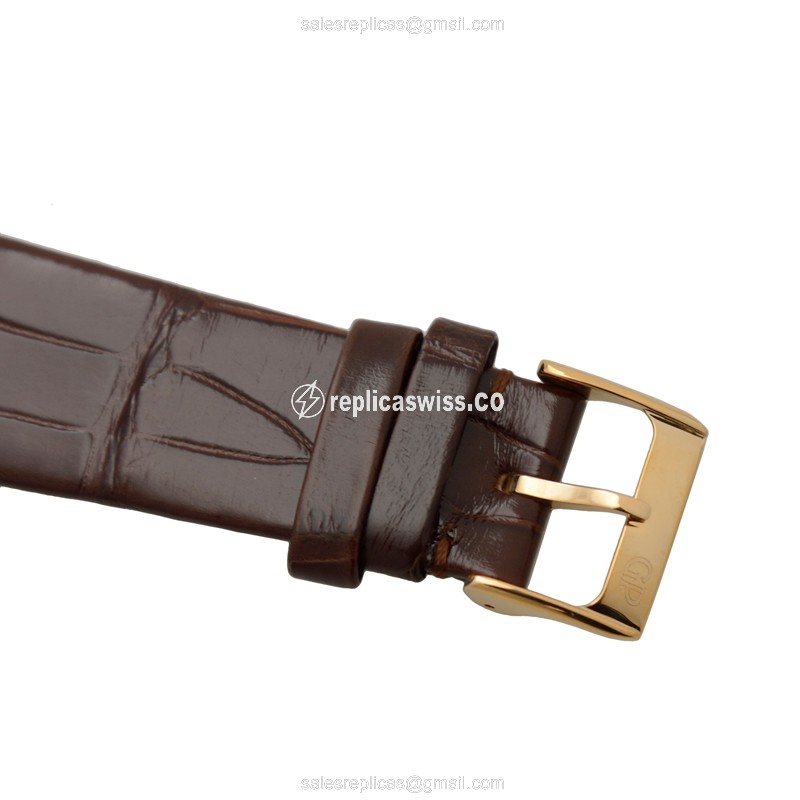 Girard Perregaux 1966 Replica - Automatic - 18kt Rose Gold - Diamonds - Brown Dial & Alligator Strap - View 4