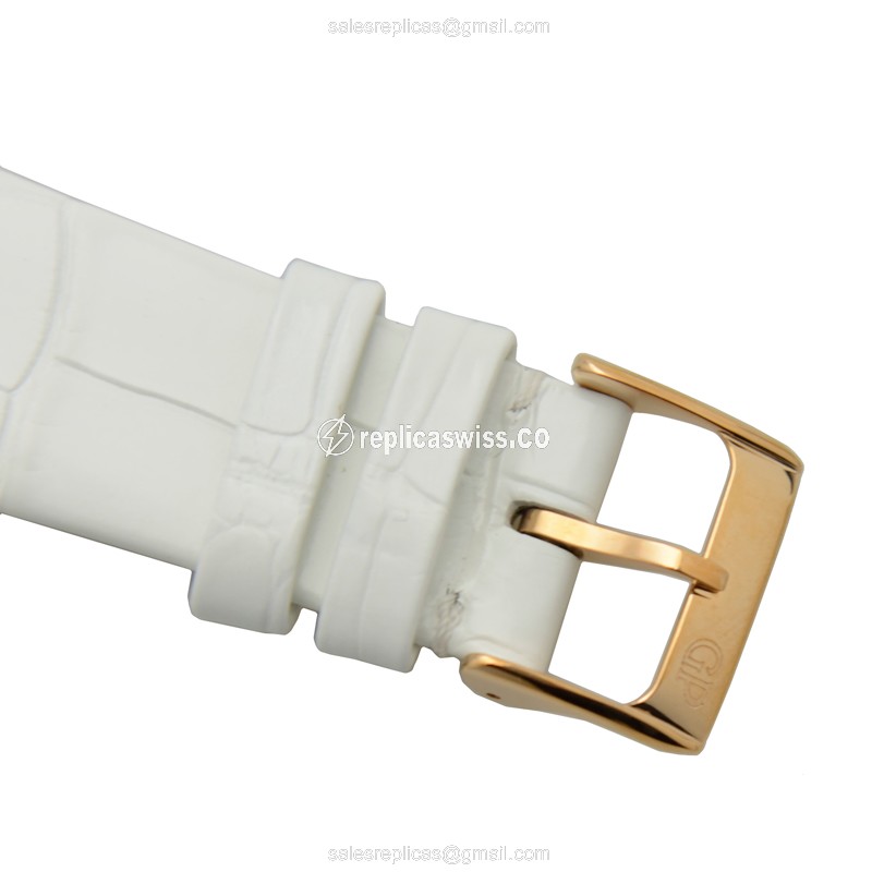 Girard-Perregaux 1966 Replica - Automatic - 18kt Rose Gold - Diamonds - White Dial - Alligator White Buckle - View 4