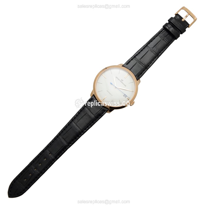 Girard Perregaux 1966 Replica - Automatic - 18kt Rose Gold - White Dial - Black Alligator Buckle - View 2