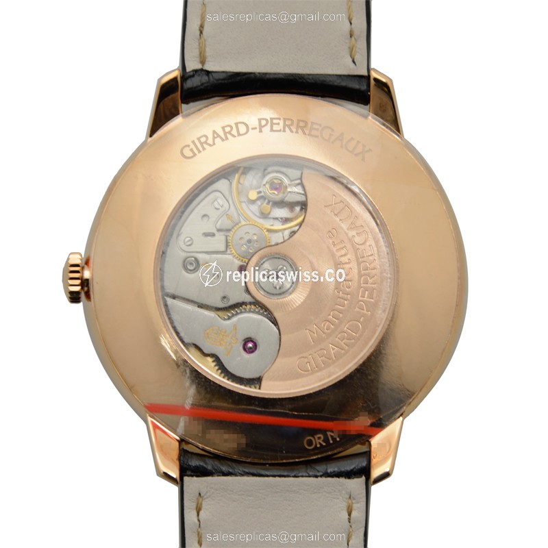 Girard Perregaux 1966 Replica - Automatic - 18kt Rose Gold - White Dial - Black Alligator Buckle - View 3